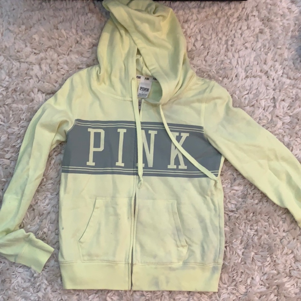 pastel yellow Pink zip up hoodie